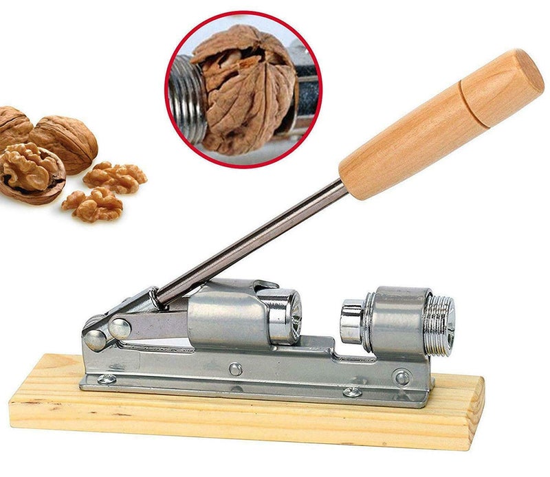 winvin Mechanical Heavy Duty Nut Cracker, Pecan Cracker Walnut Cracker Plier Opener Tool, Desktop Wood Base & Handle - Image 5